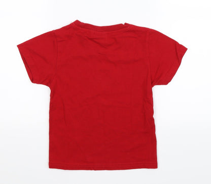 Back view of Alba Creation boys’ red basic t-shirt, size 4, years