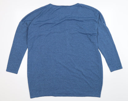 Back view of Zanzea women’s blue knit jumper, size 4XL