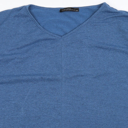 Close-up detail of Zanzea women’s blue knit jumper, size 4XL