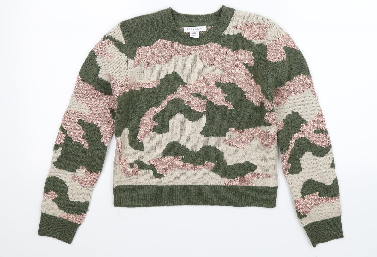 Primark Boys Multicoloured Camouflage Knit Pullover Jumper Size 9-10 Years
