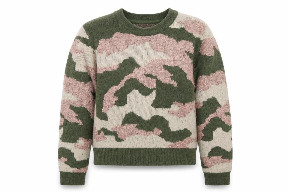 Primark Boys Multicoloured Camouflage Knit Pullover Jumper Size 9-10 Years