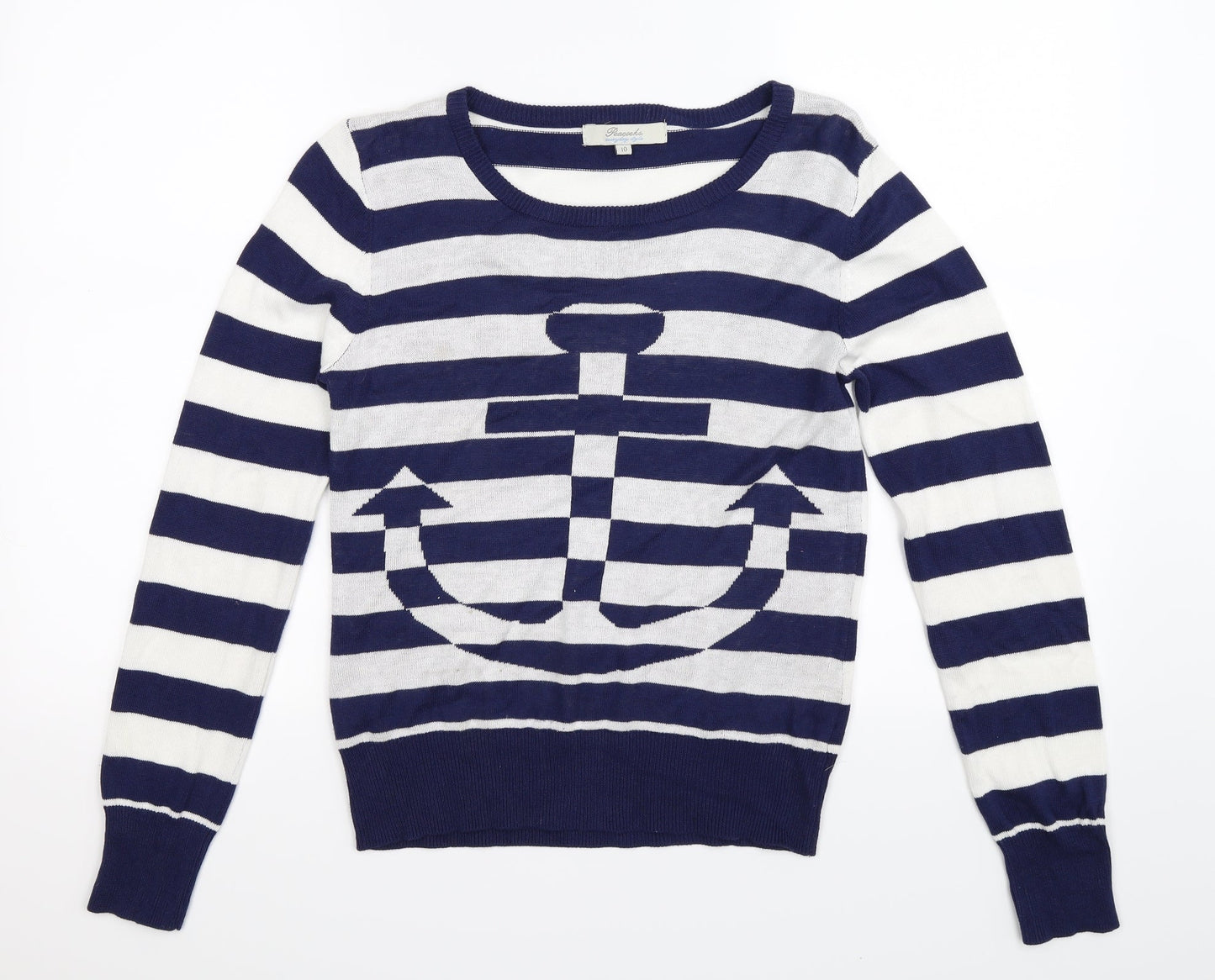 Peacocks Womens Blue Striped Knit Pullover Jumper Size 10
