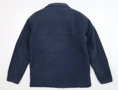 Back view of EWM men’s blue fleece jacket, size S