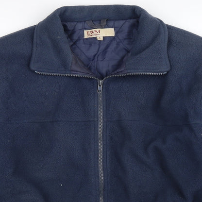 Close-up detail of EWM men’s blue fleece jacket, size S