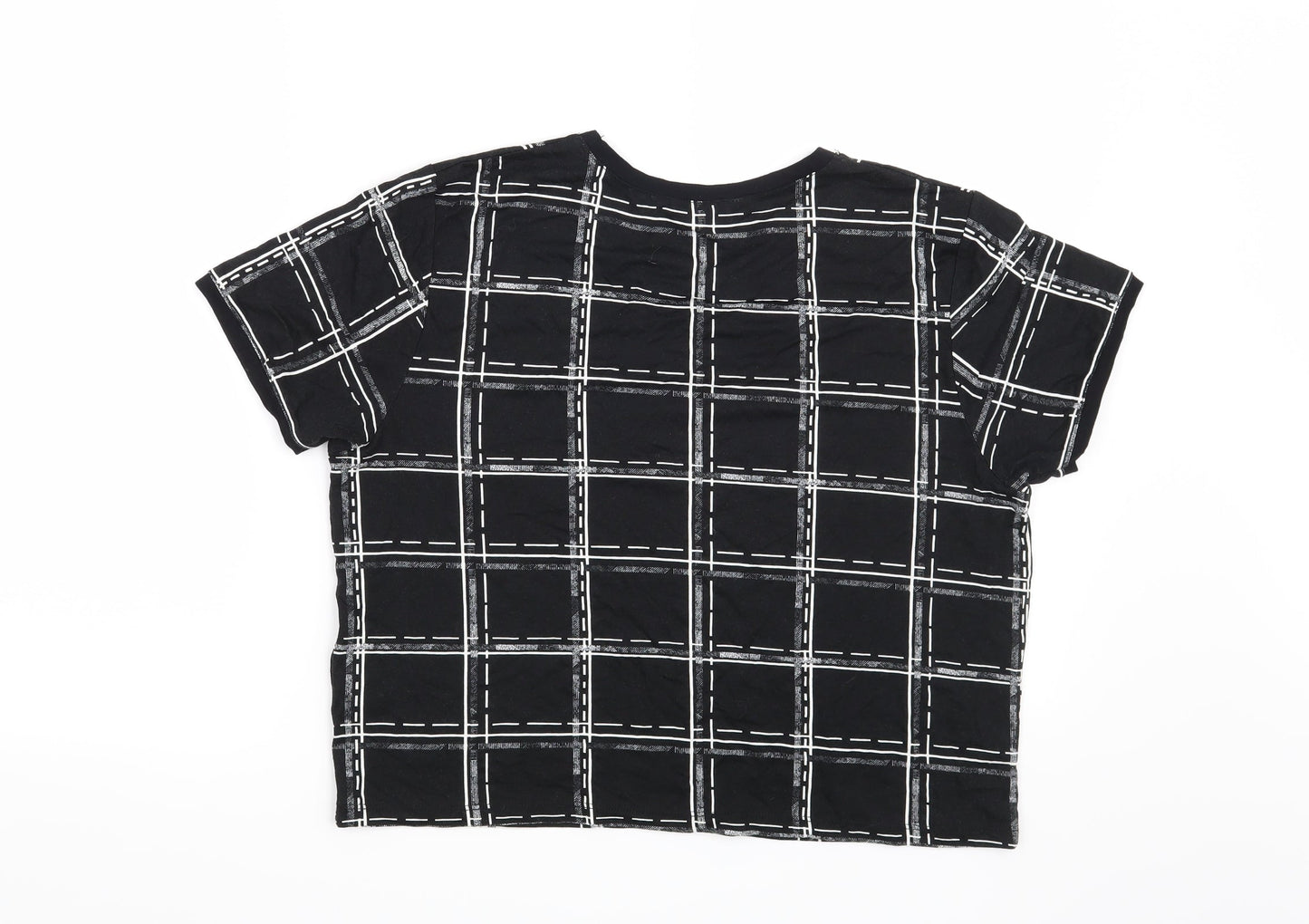 Select Womens Black Check  Basic T-Shirt Size 16