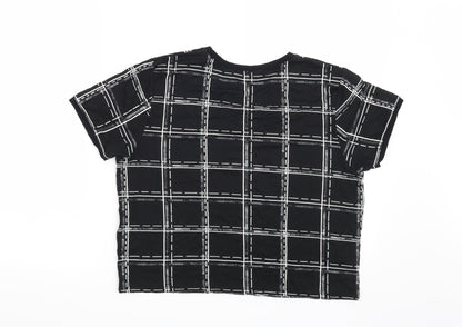 Back view of Select women’s black check basic t-shirt, size UK 16