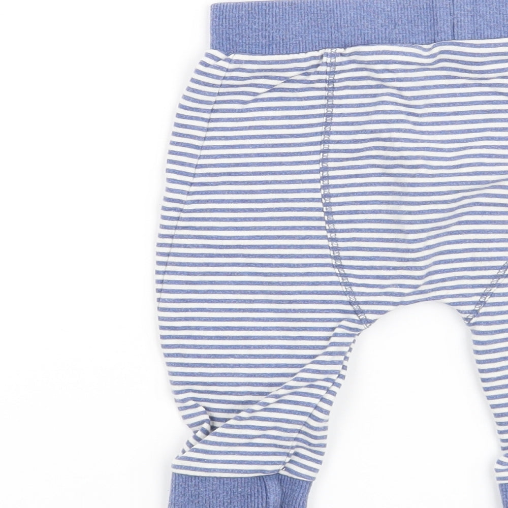 Mini Club Boys Blue Striped  Sweatpants Trousers Size 6-9 Months