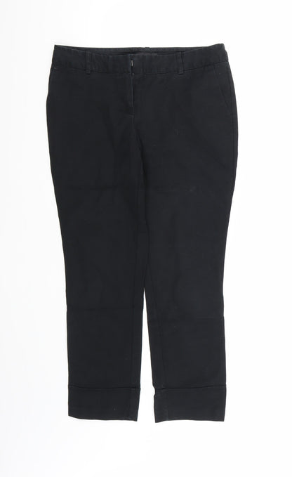 Additional front view of Next women’s black tapered jeans, size UK 8, 24-inch leg
