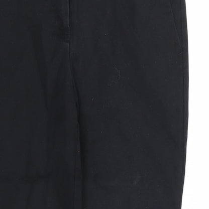 Close-up detail of Next women’s black tapered jeans, size UK 8, 24-inch leg
