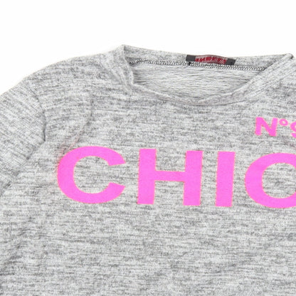 Close-up detail of Finella women’s grey knit jumper, size M