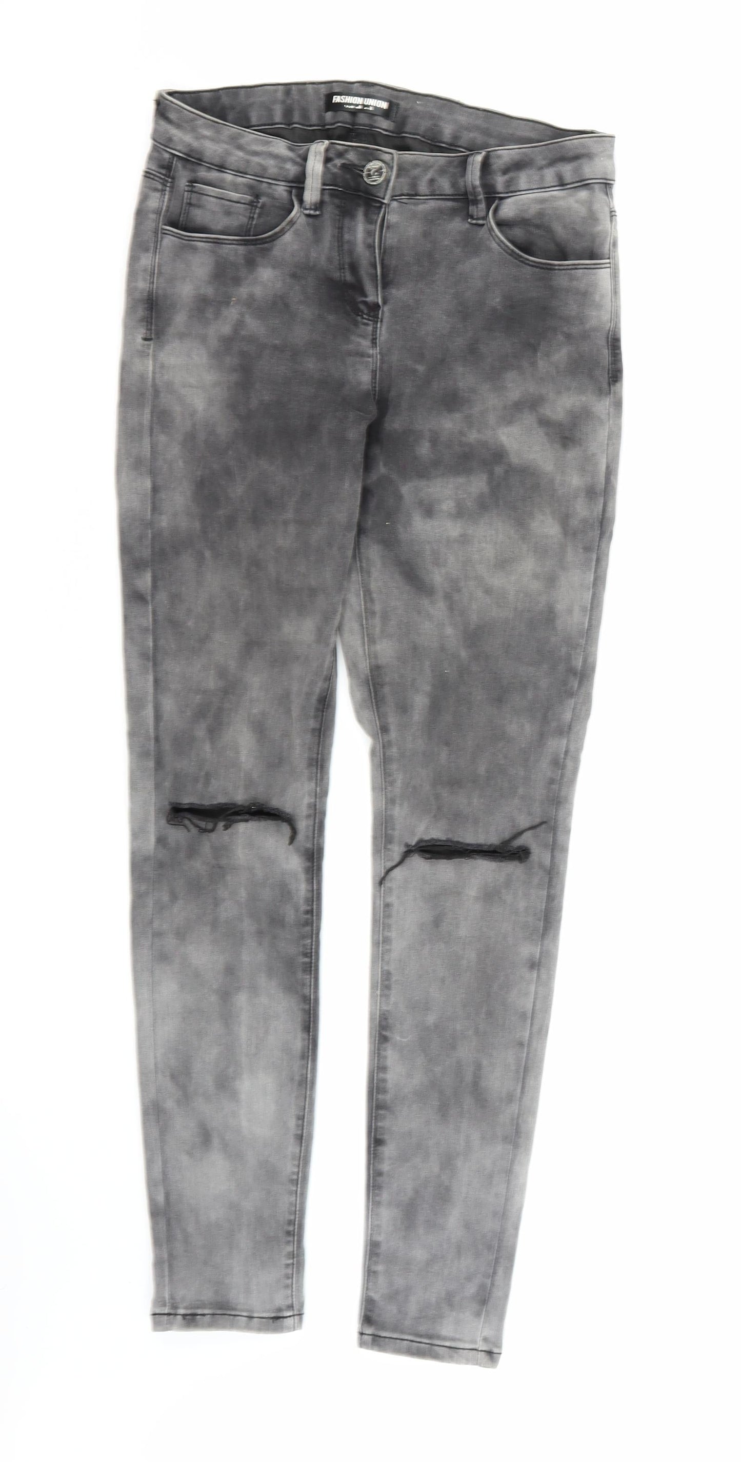 Fashion Union Womens Grey  Denim Skinny Jeans Size 10 L28 in