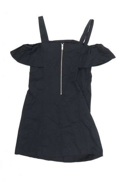 Back view of Oliver Bonas women’s black a-line, size UK 10