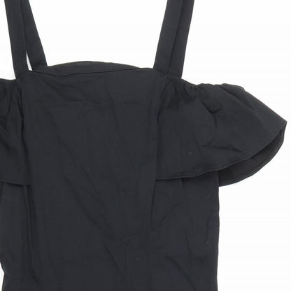Close-up detail of Oliver Bonas women’s black a-line, size UK 10