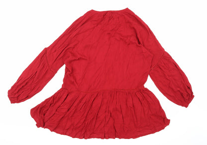 Back view of ARTLOVE Paris women’s red basic blouse, size L