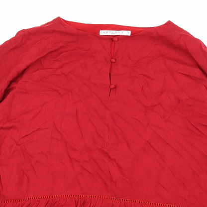 Close-up detail of ARTLOVE Paris women’s red basic blouse, size L