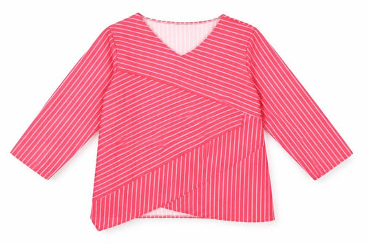 Preworn Womens Pink Striped  Basic Blouse Size 2XL