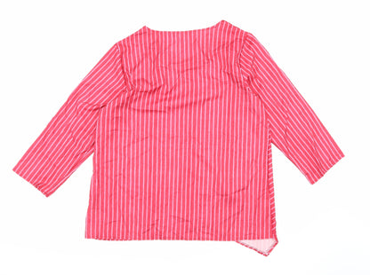 Back view of Preworn women’s pink striped basic blouse, size 2XL