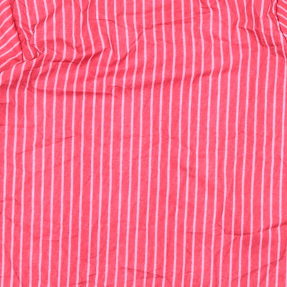 Brand and care label for Preworn women’s pink striped basic blouse, size 2XL