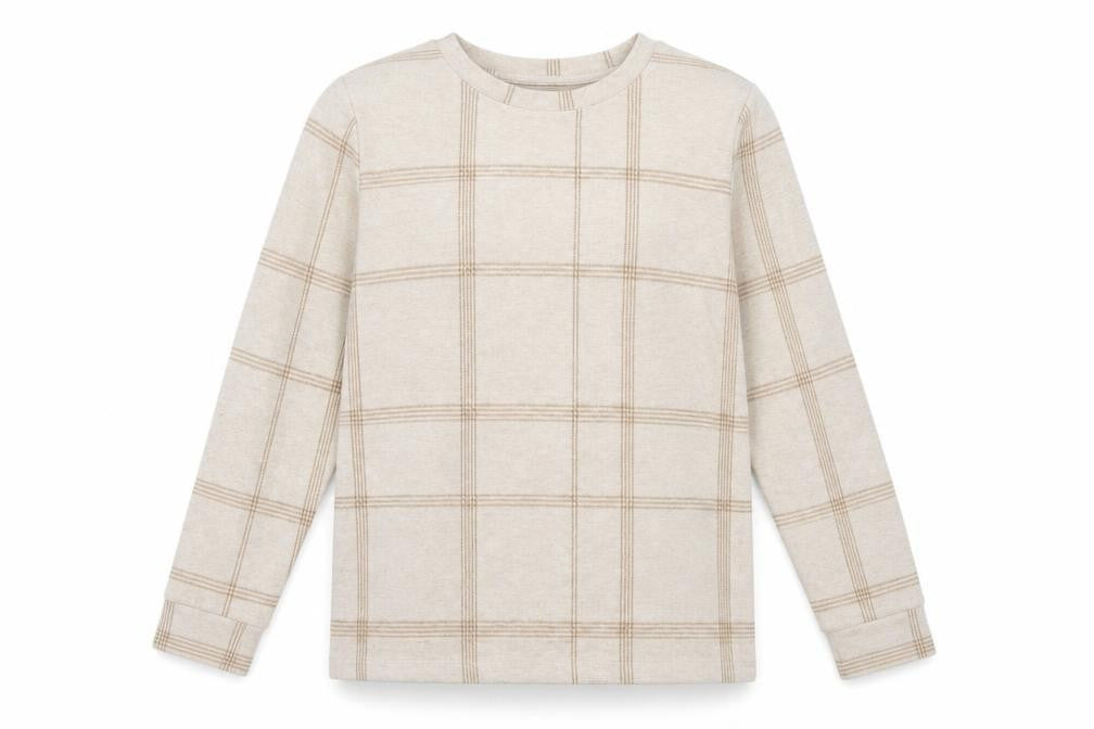 Marks & Spencer Womens Beige Check Knit Pullover Jumper Size 10