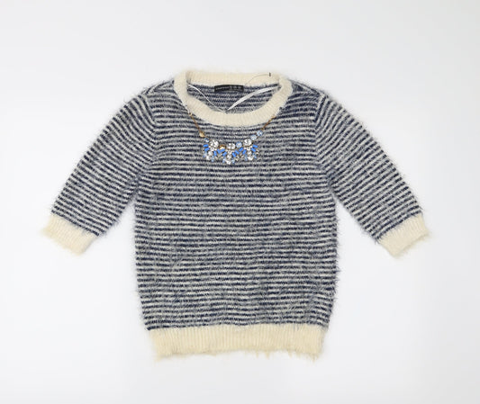 Atmosphere Womens Blue Striped  Pullover Jumper Size 10