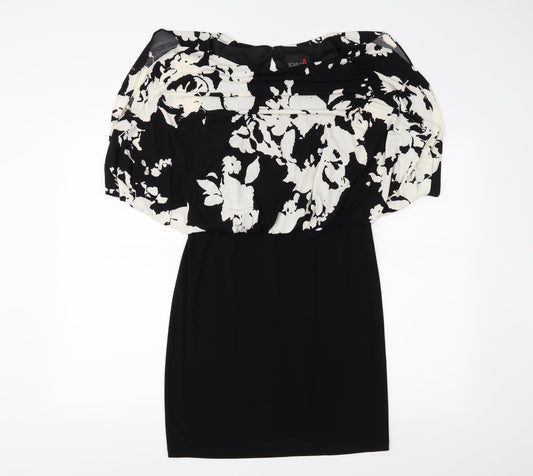 Scarlett Womens Black Floral  A-Line  Size 8