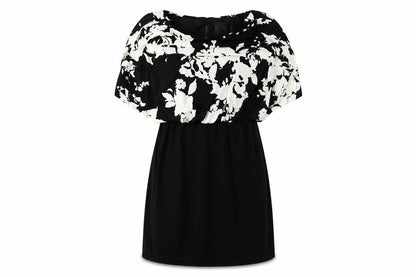 Front view of Scarlett women’s black floral a-line, size UK 8