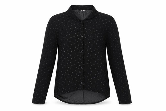 Front view of H&M girls’ black basic button-up, size 12, years
