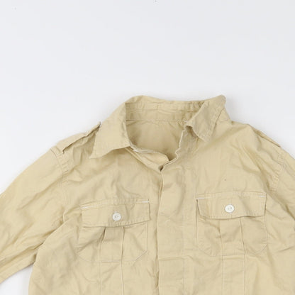 Close-up detail of 5.10.15 boys’ beige basic button-up, size 5, years