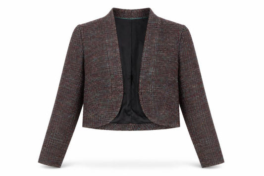 Front view of Warehouse women’s brown jacket, size UK 10