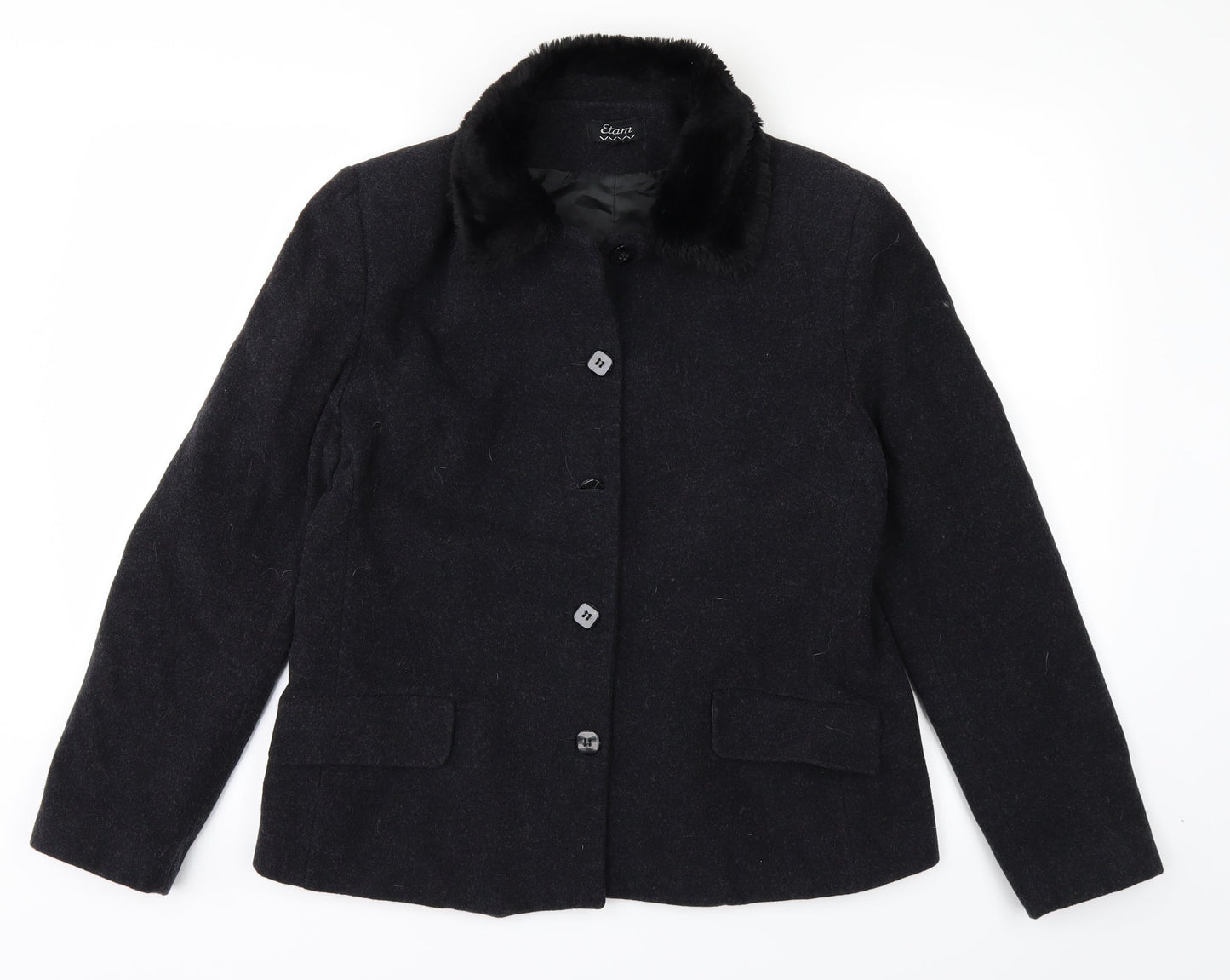 Etam Womens Black   Overcoat Coat Size 12