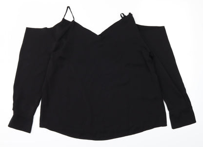 Additional front view of H&M women’s black basic blouse, size UK 8