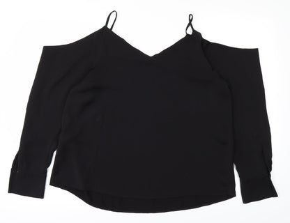 Back view of H&M women’s black basic blouse, size UK 8