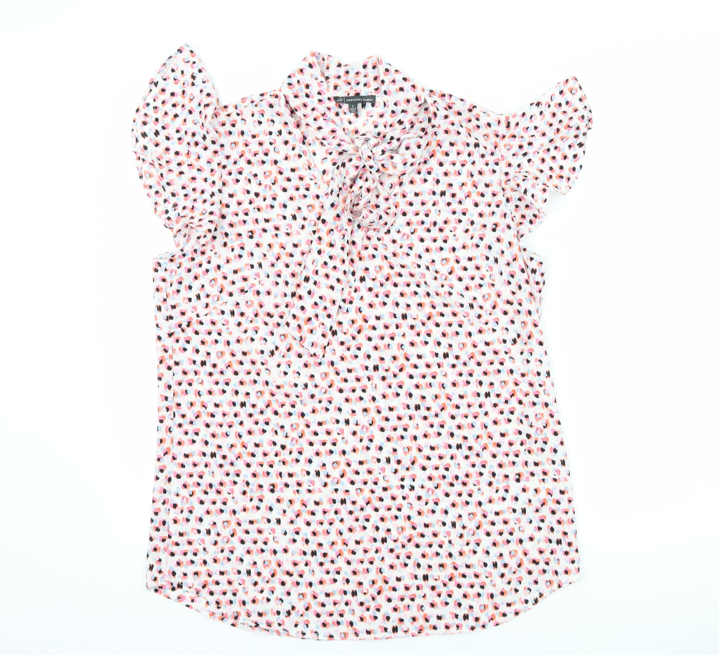 Adrianna Papell Womens White Polka Dot  Basic T-Shirt Size S