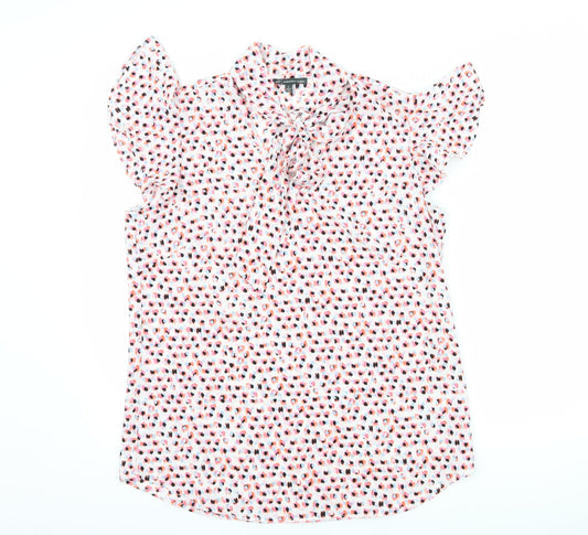 Adrianna Papell Womens White Polka Dot  Basic T-Shirt Size S