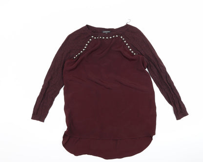 Additional front view of Warehouse women’s purple jumper, size UK 10