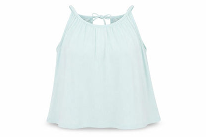 Front view of Atmosphere women’s blue basic tank, size UK 12