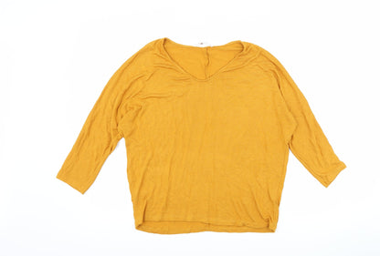 Additional front view of Mango women’s orange basic t-shirt, size XS