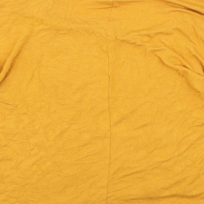 Brand and care label for Mango women’s orange basic t-shirt, size XS