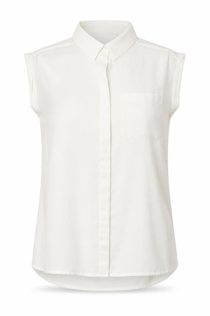 Front view of Atmosphere women’s white basic button-up, size UK 8