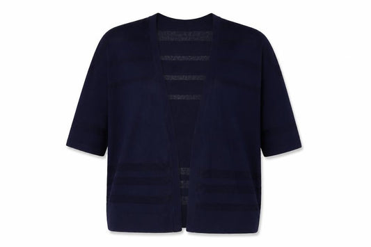 Front view of Nutmeg women’s blue knit cardigan jumper, size UK 12