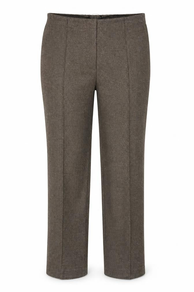 Bonmarché Womens Brown Herringbone Trousers Size 14 L27 in