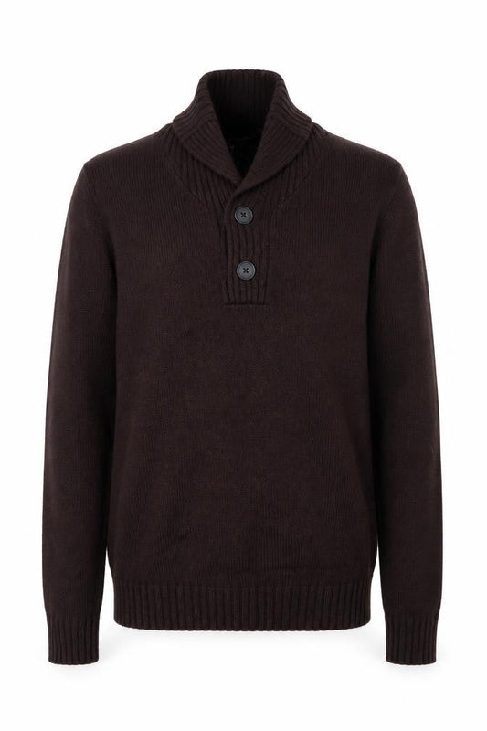 Front view of George men’s red knit henley jumper, size S