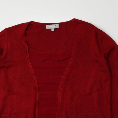 Close-up detail of Per Una women’s red jumper, size UK 16