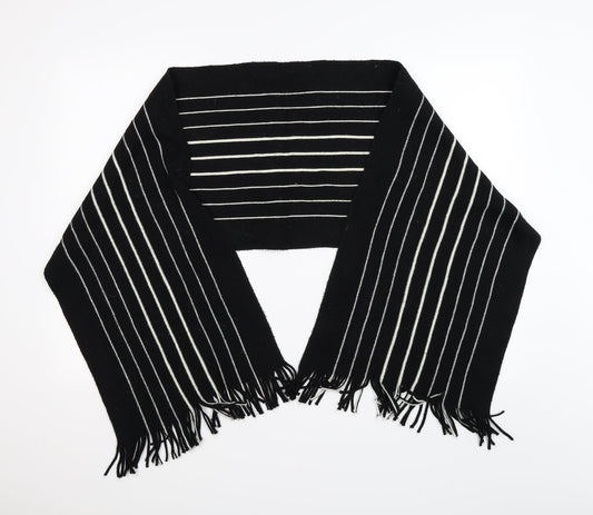 Preworn Mens Black Striped Knit Scarf  One Size