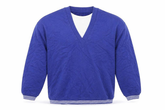 Front view of SILVERWEAR men’s purple striped jersey jumper, size M