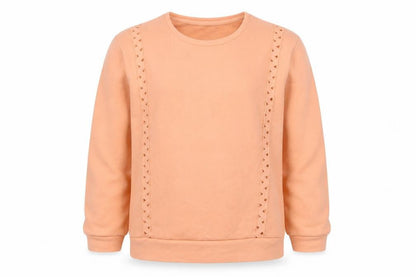 Front view of Mango girls’ pink pullover sweatshirt, size 11-12, years