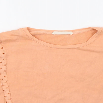 Close-up detail of Mango girls’ pink pullover sweatshirt, size 11-12, years