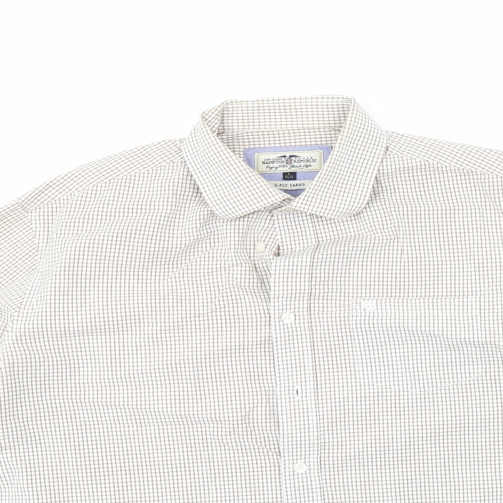 Hampton Republic Mens Brown Check   Button-Up Size L