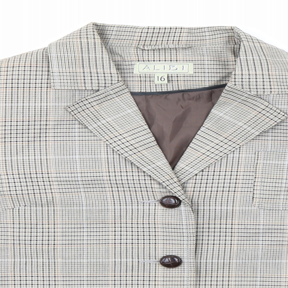 Alibi Womens Brown Check  Jacket Blazer Size 16