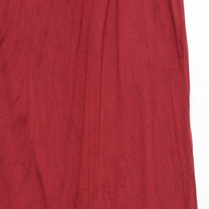 Close-up detail of Oasis women’s red jersey maxi, size XS